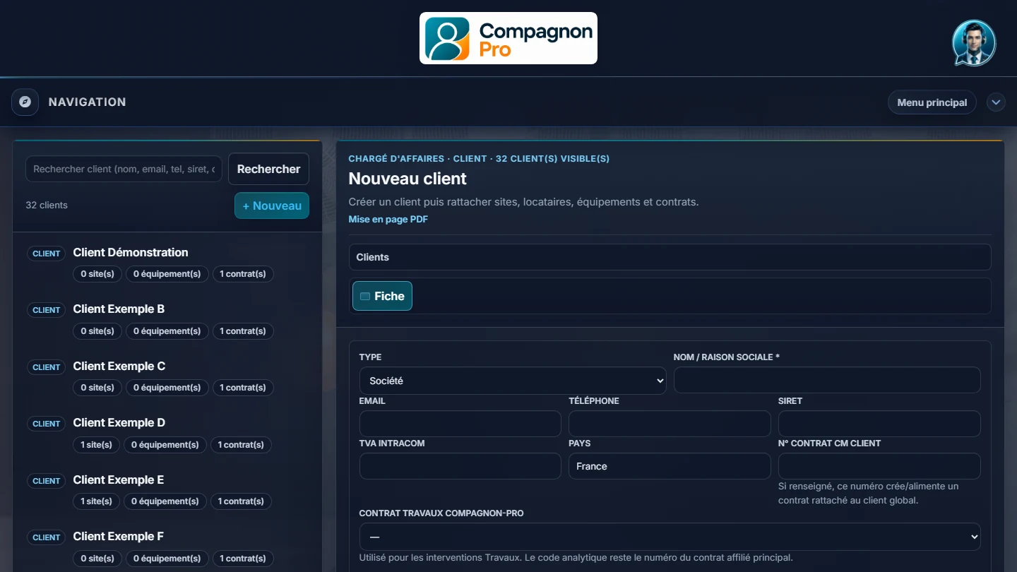 Carnet Clients réel du chargé d’affaires