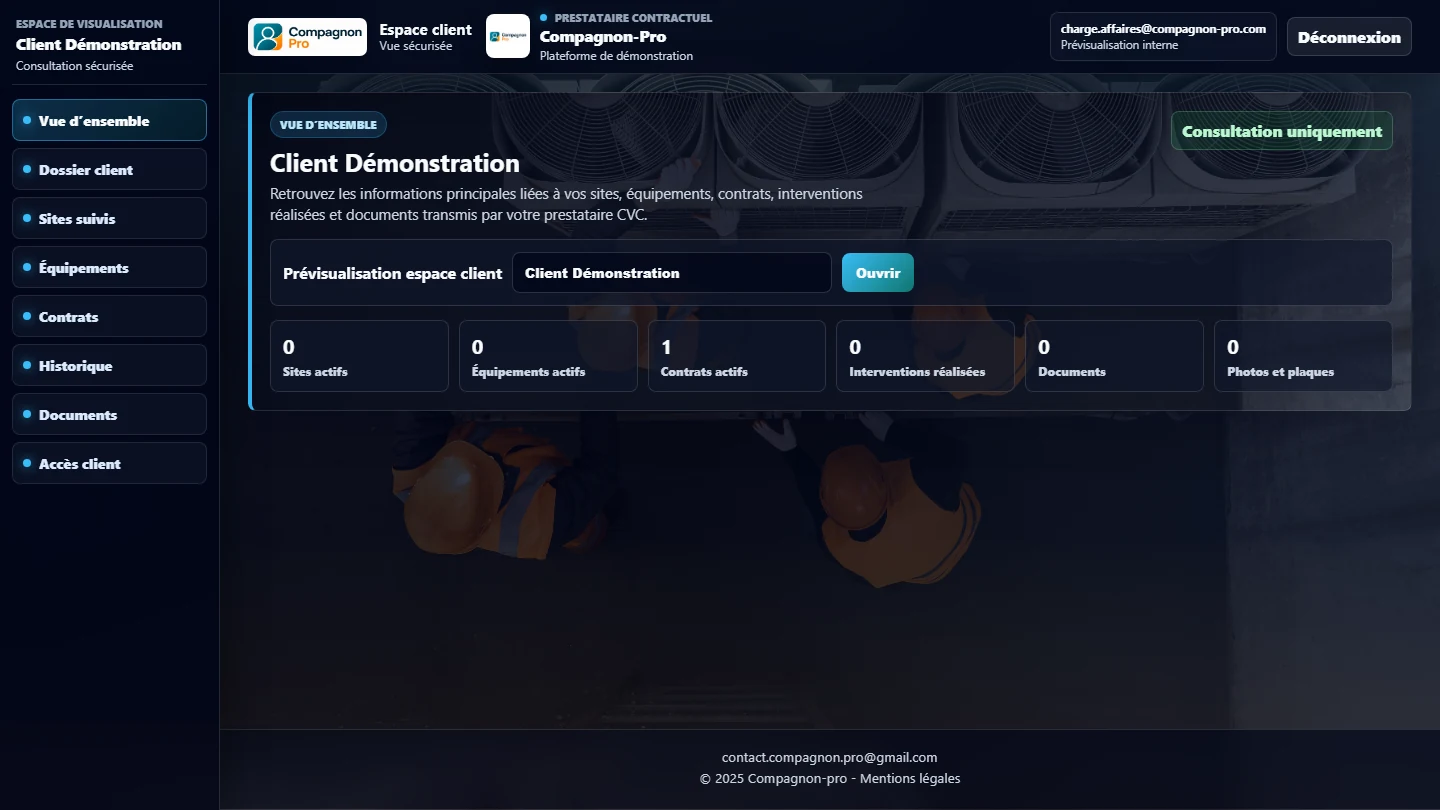 Prévisualisation réelle de l’espace client